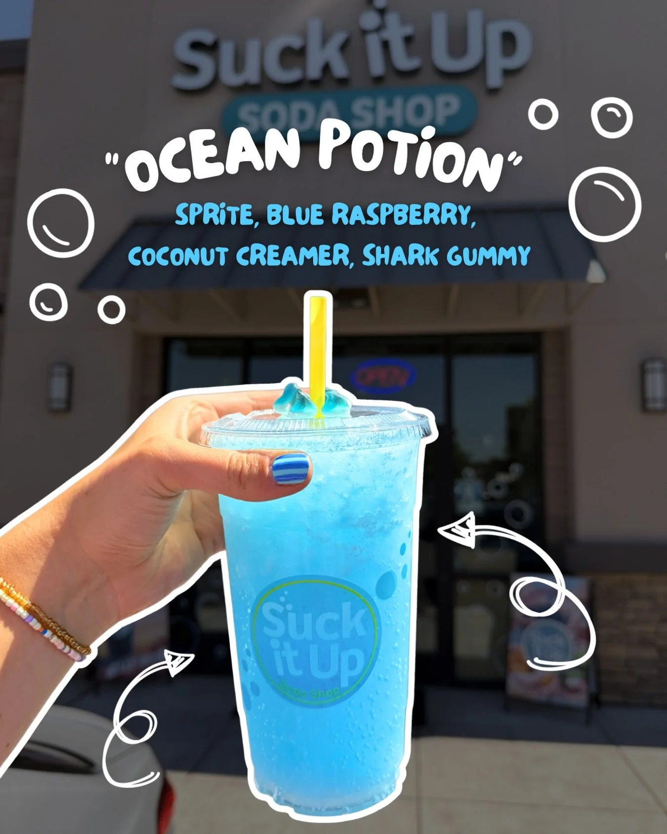 Have you tried our &ldquo;Ocean Potion&rdquo; dirty sprite yet? It&rsquo;s found on the kids menu, but let&rsquo;s be real&hellip; everyone loves this blue drink!! Try it the next time you come in! Order online for pickup or delivery! Apple Pay accep