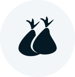 Two bags of trash or compost in a white circle