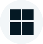A minimalist window frame made of 4 rectangles in a circular background