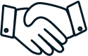 Icon of two hands shaking, symbolizing agreement or partnership.