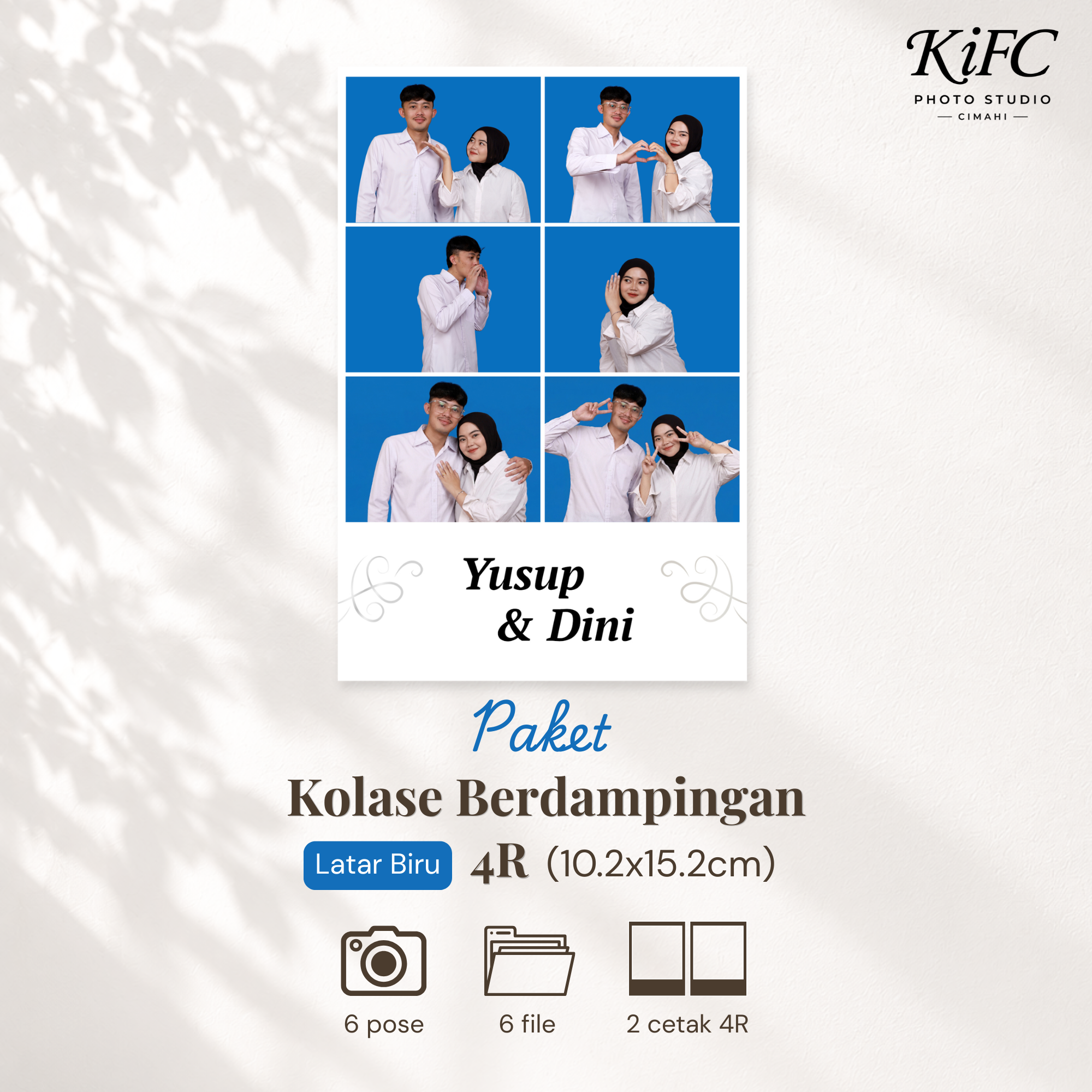 Foto Studio Kolase Berdampingan Latar Biru 4R - IDR 150.000