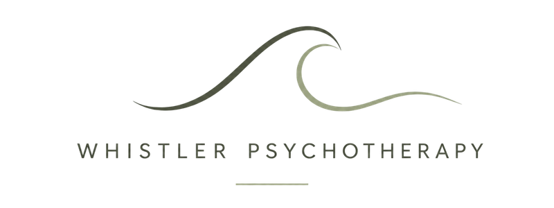 Whistler Psychotherapy logo featuring a stylized wave design with the company name beneath