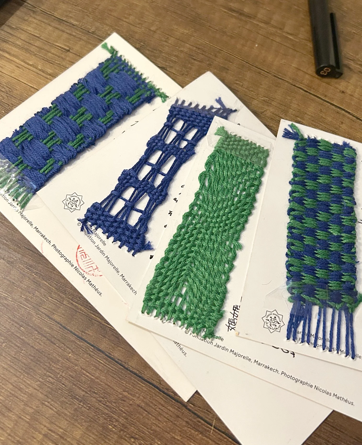 Woven Strips on Postcards