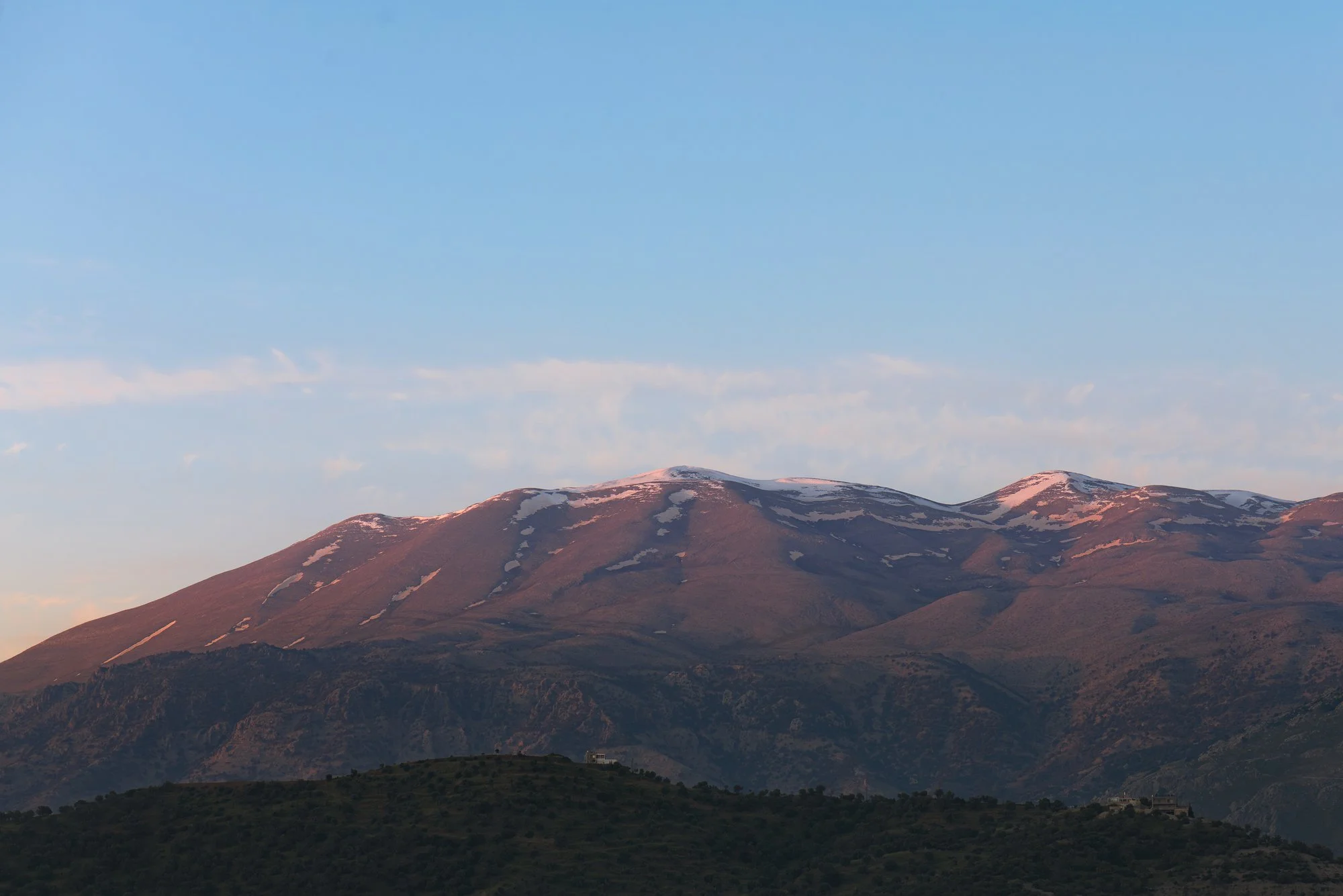 Evening mountain landscape above the southern coast of Crete near Agia Galini.