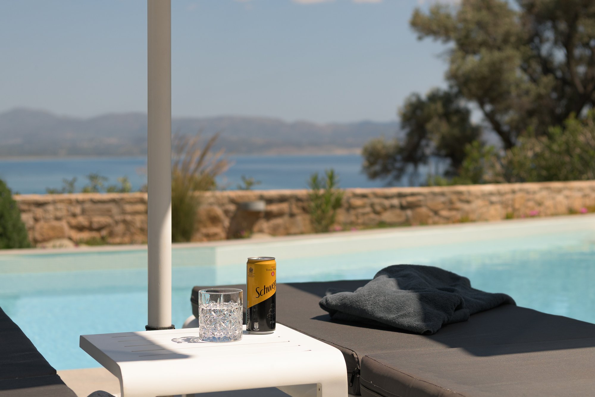 Relaxed hillside patio with panoramic views above Agia Galini.