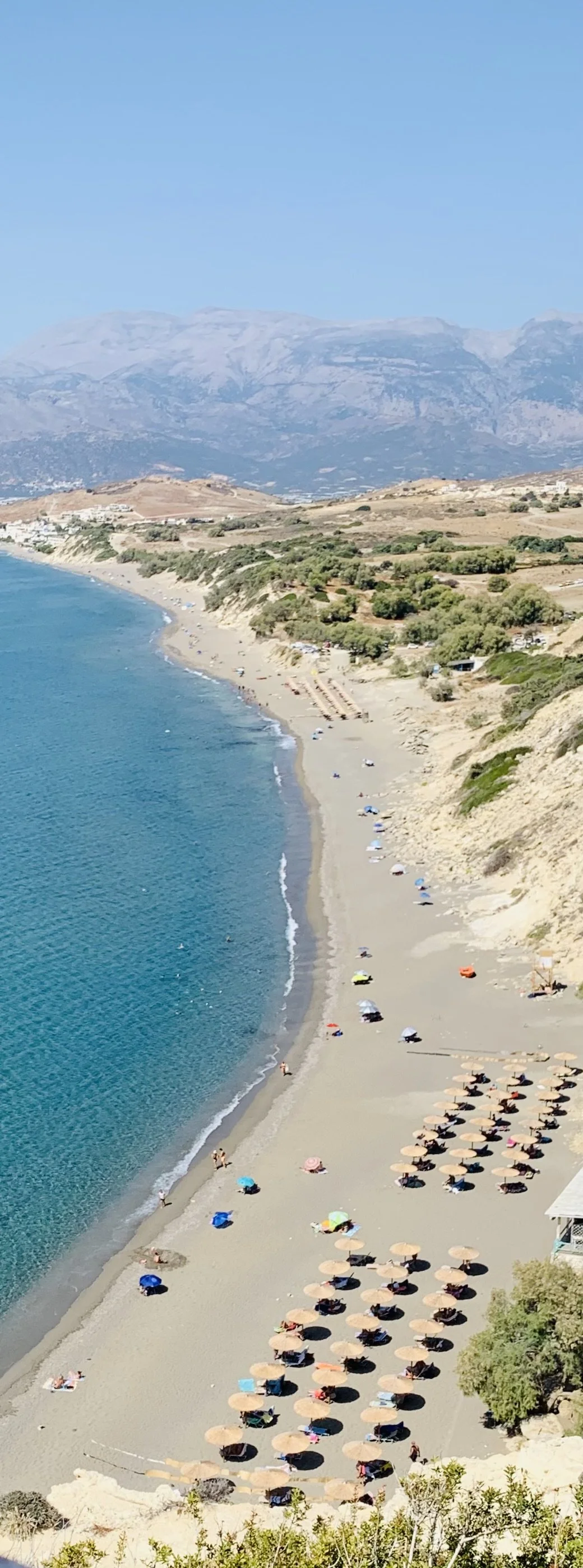 Komos Beach — long sandy Blue Flag beach near Agia Galini, South Crete, with sea turtle nesting