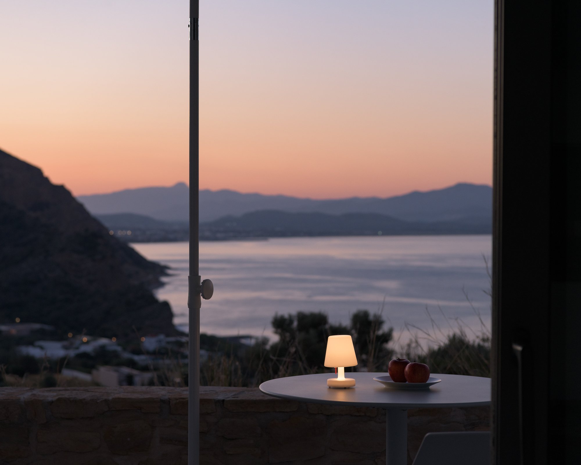 Sea-view terrace at sunset at Galini Breeze in Agia Galini, South Crete