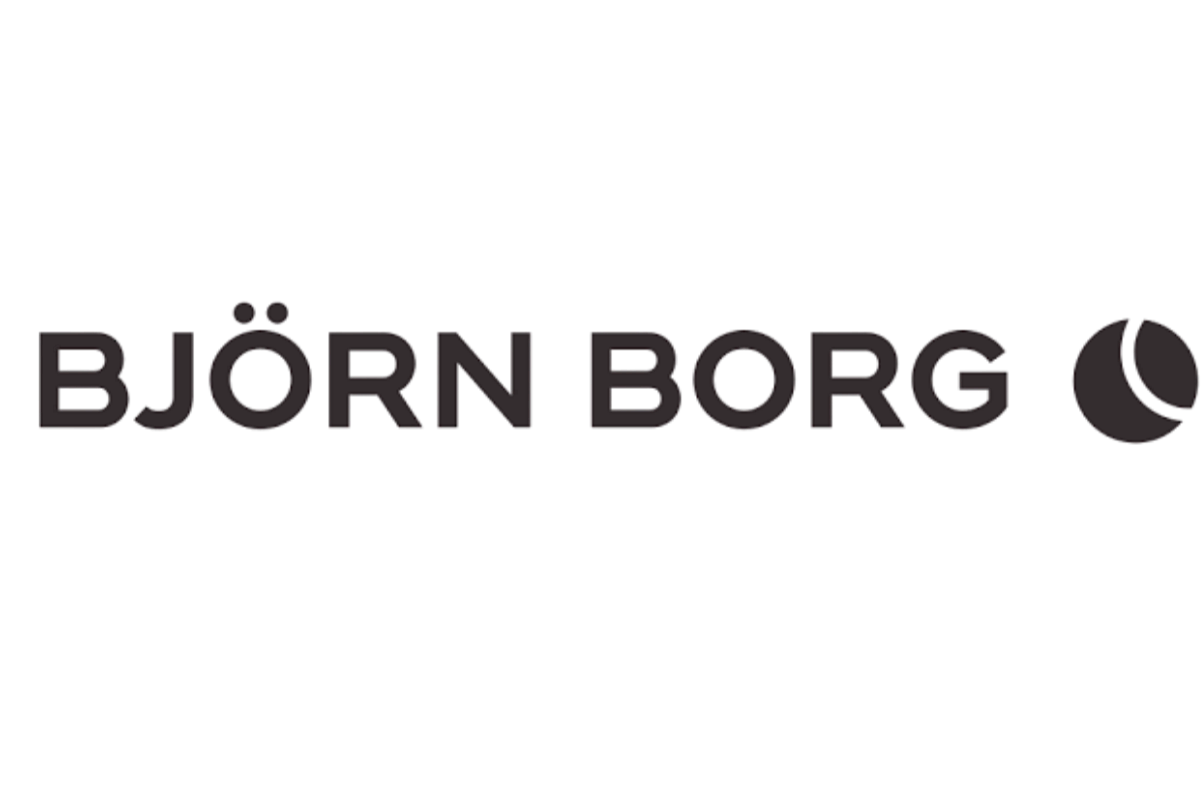 Bjørn Borg logo with text and moon icon on black background.