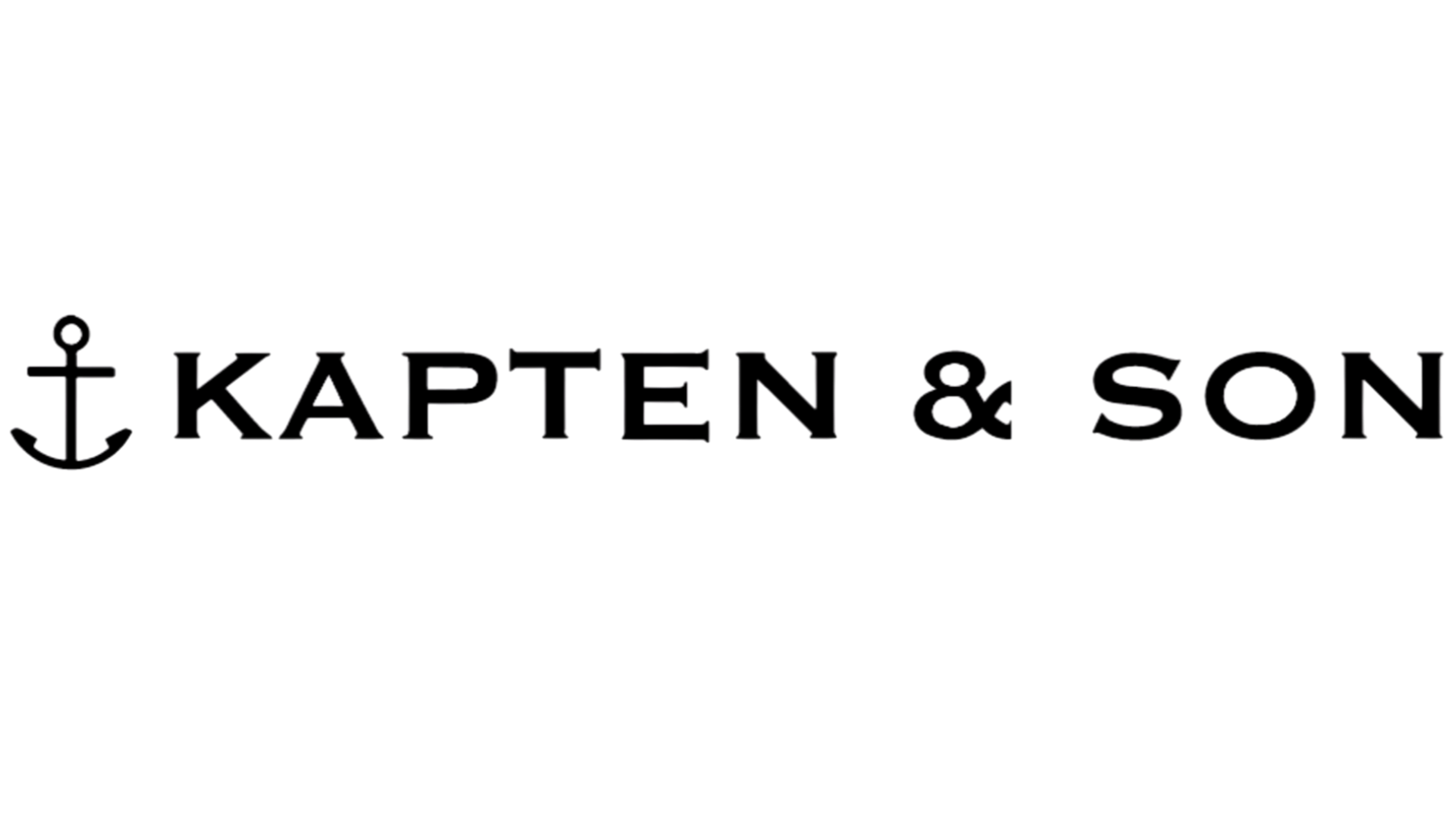 Logo of a nautical-themed brand with an anchor icon to the left and the words 'KAPTEN & SON' in stylized black font.