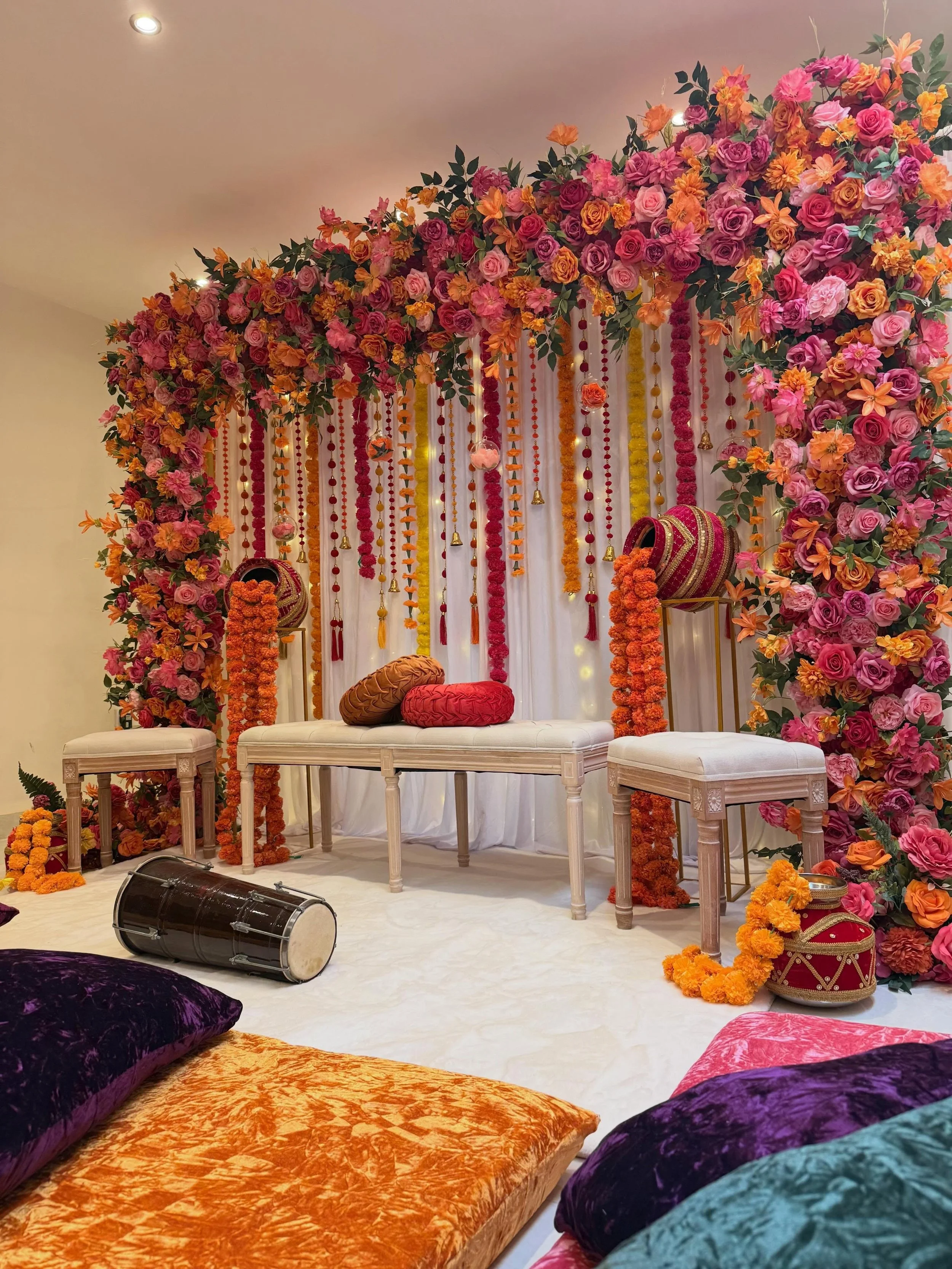 Add colour and charm to your Mehndi celebration with our floral setup, floor seating &amp; cushions✨
DM to enquire or book 

 

 #mehndi #mehndistage #floraldecoration #stagedecor #luxurymehndi