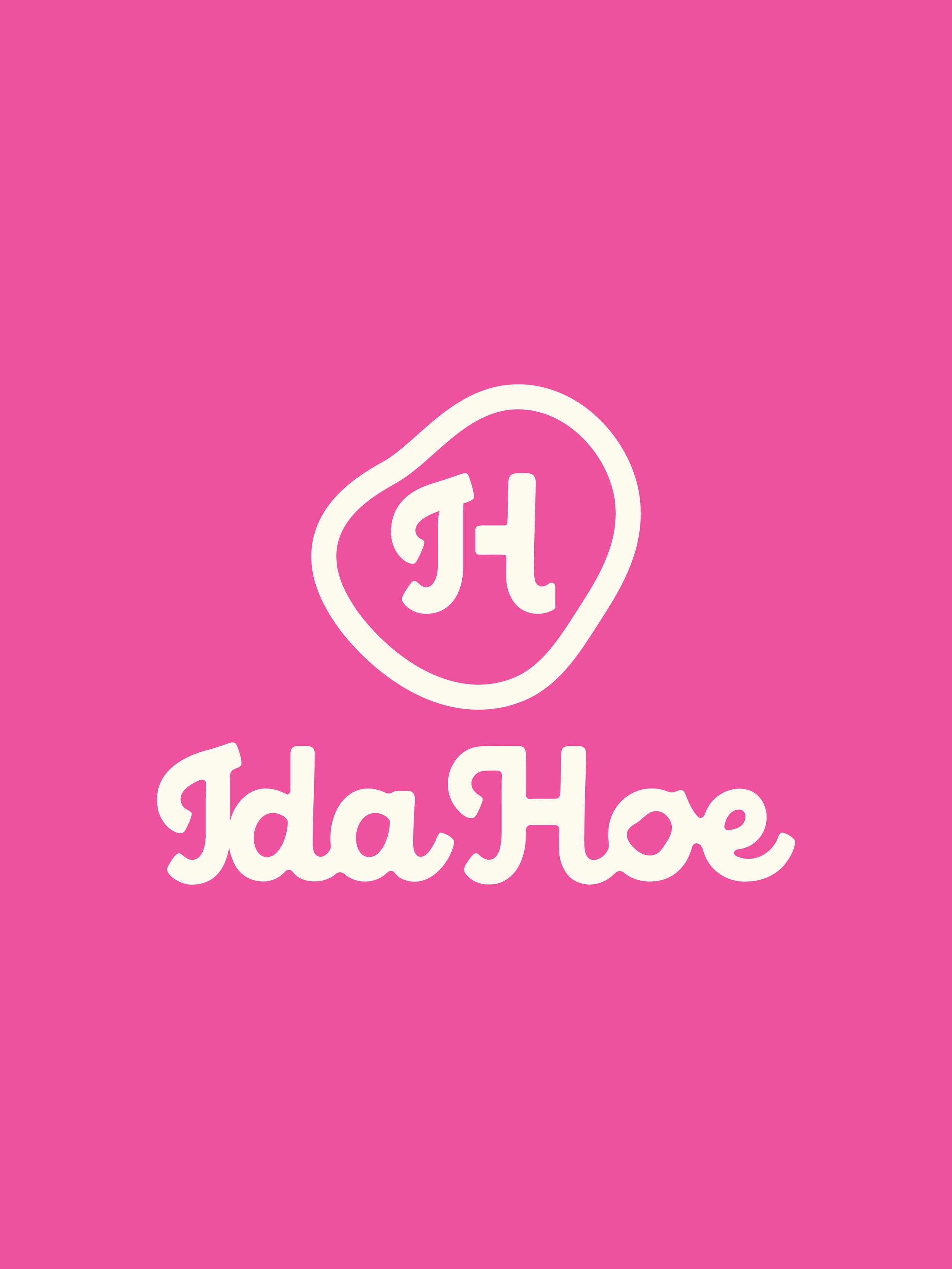 Pink background with white stylized text and a speech bubble containing the word 'Hi' in the upper part of the image.