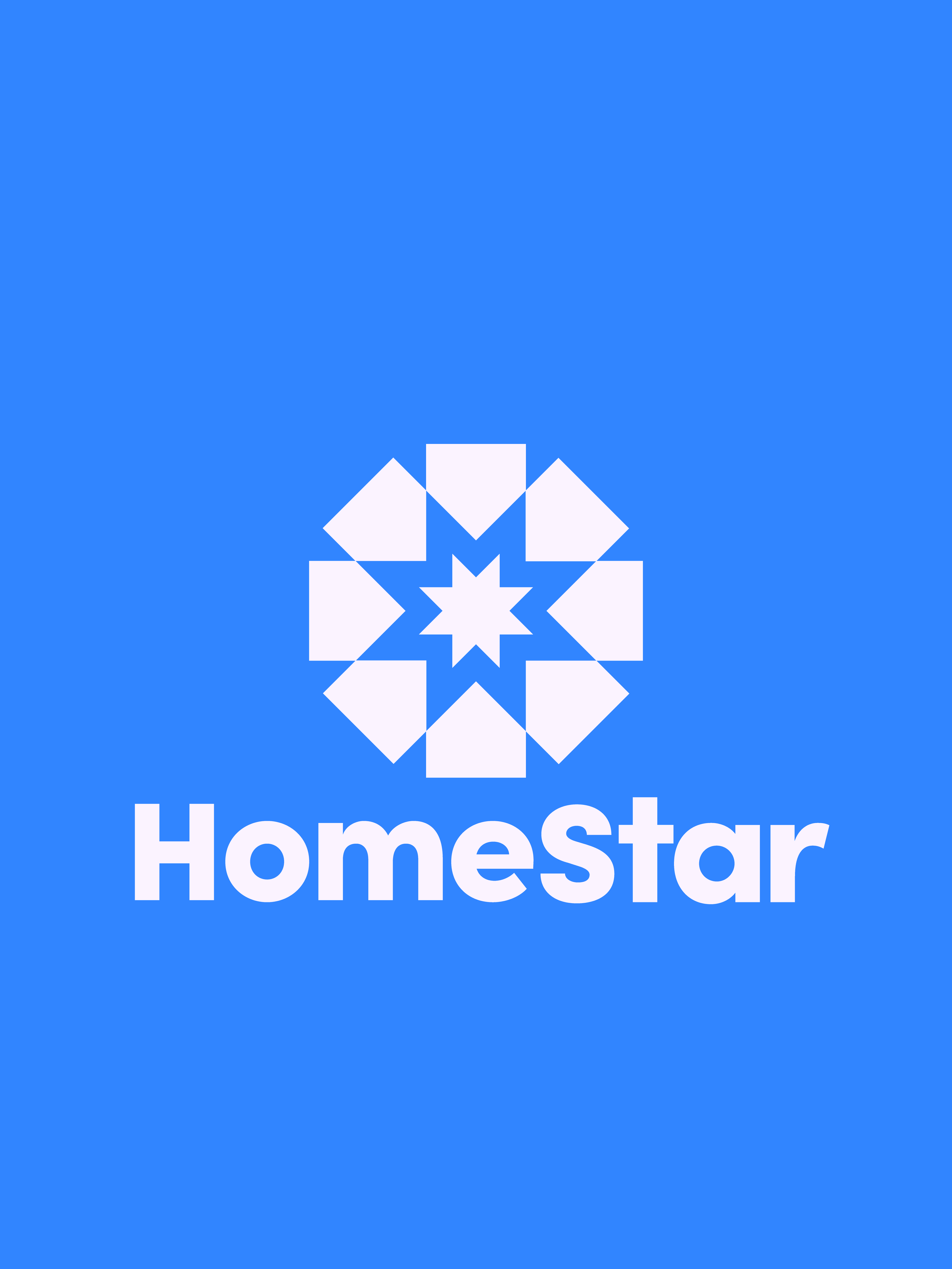 Blue background with a white snowflake graphic and the word 'HomeStar' written below.