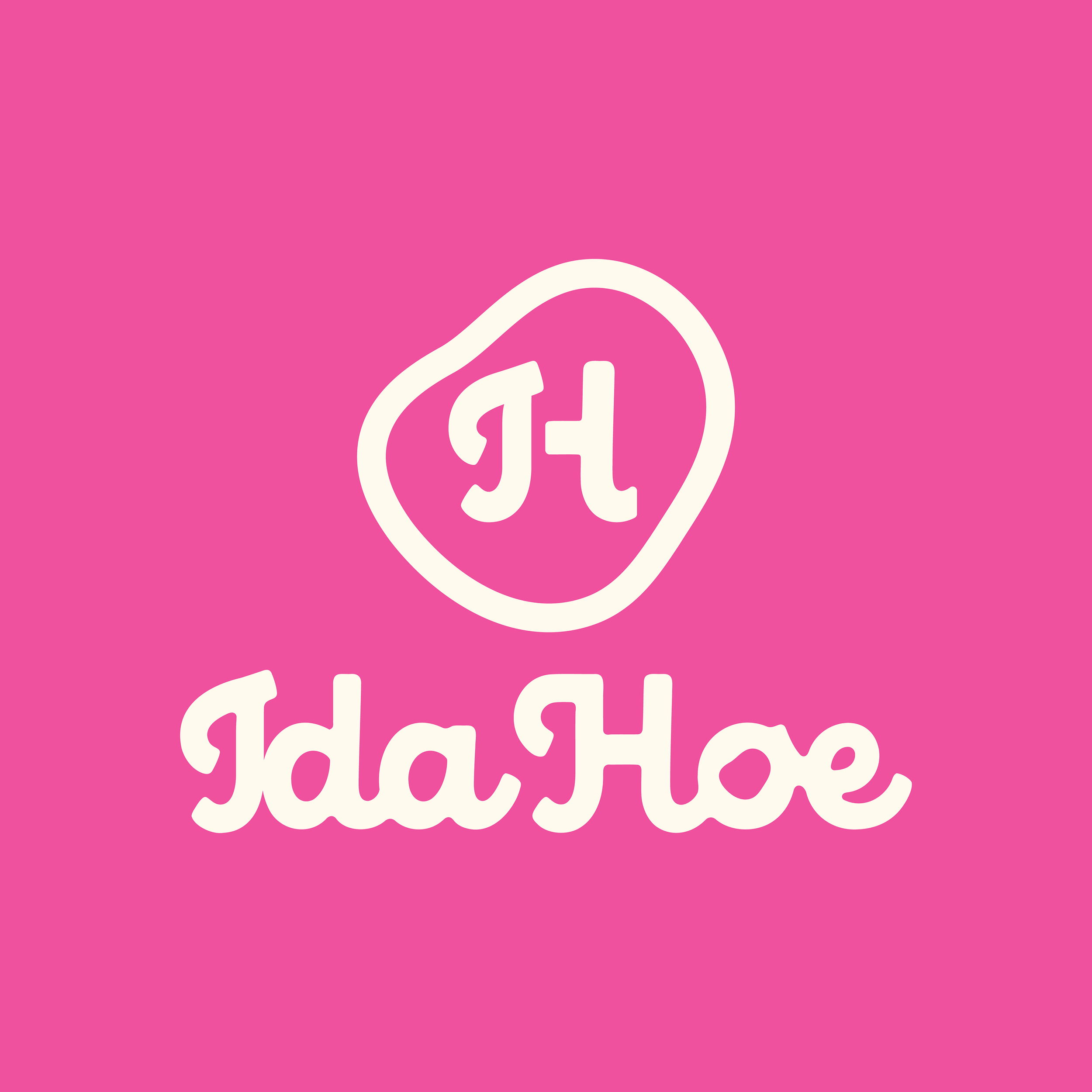 Pink background with a white, rounded speech bubble with the text 'Fry' inside.