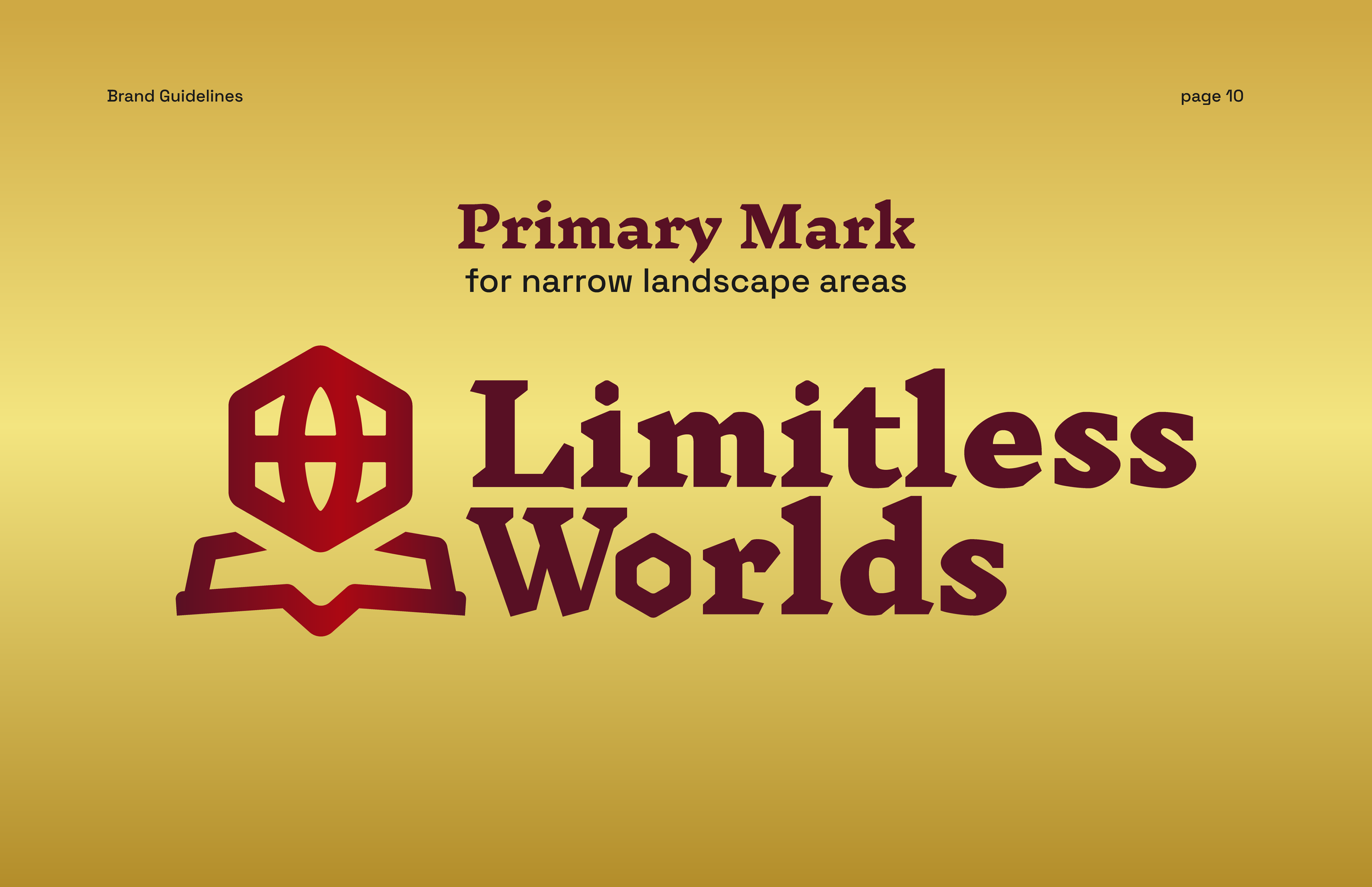 Cover page of a guide titled 'Primary Mark for narrow landscape areas' with a logo that appears to be a stylized red and black globe.