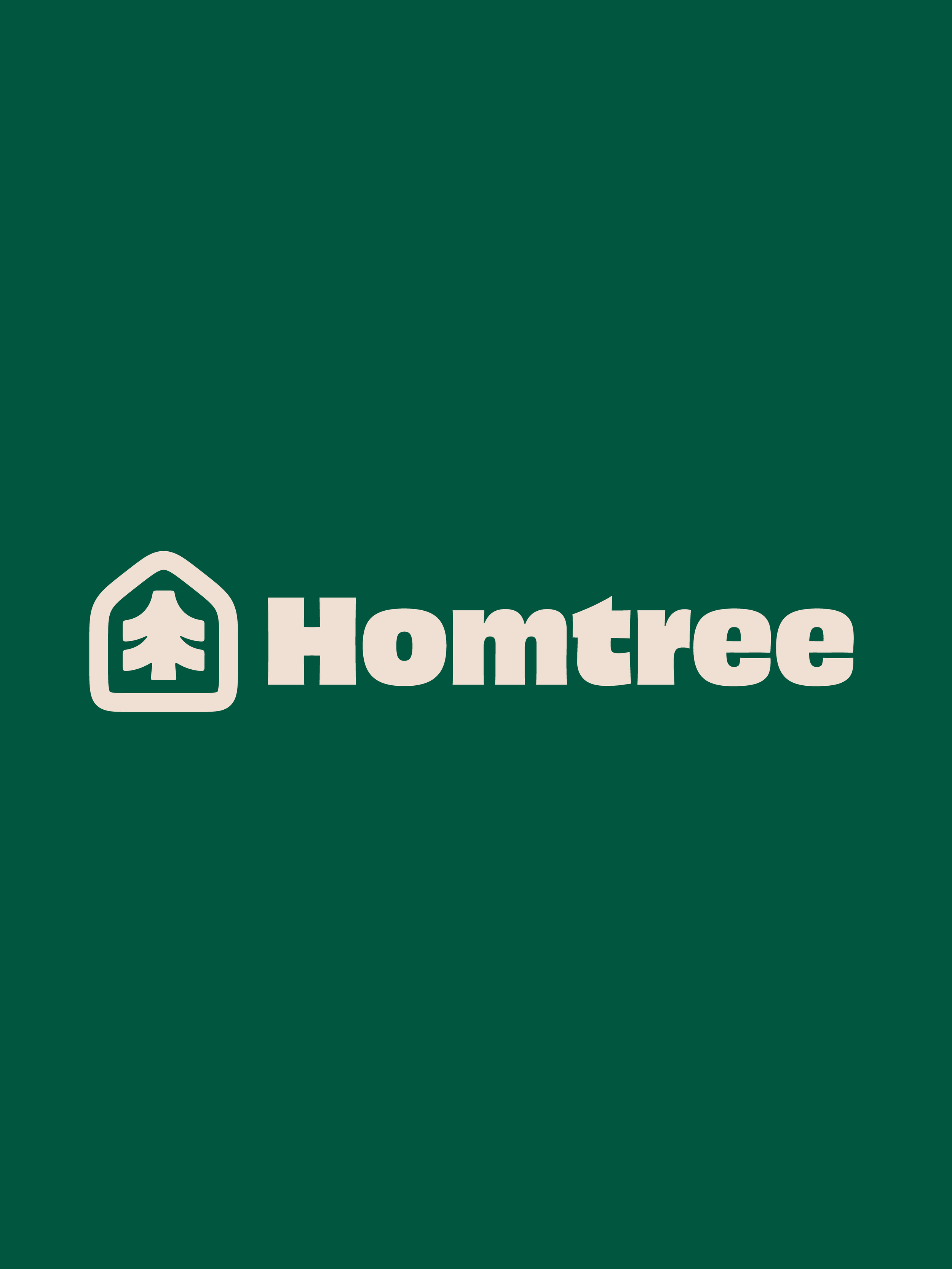 Green background with the Homtree logo and text.