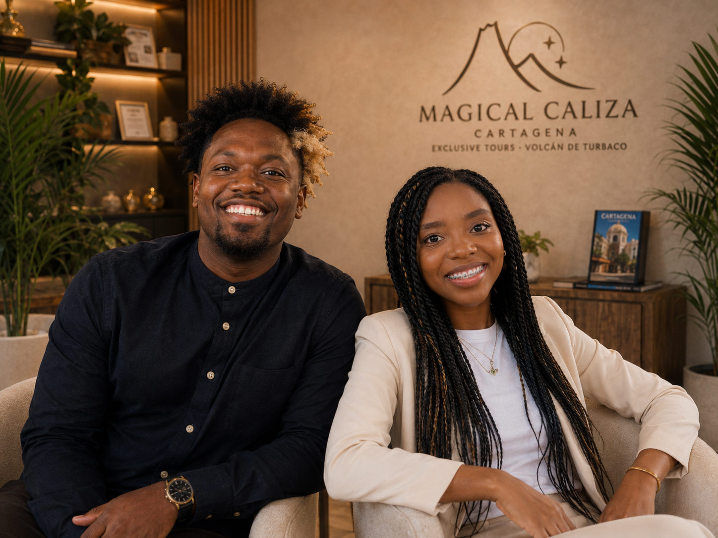 la gerente de la empre y su hermano fundadores de magical caliza
