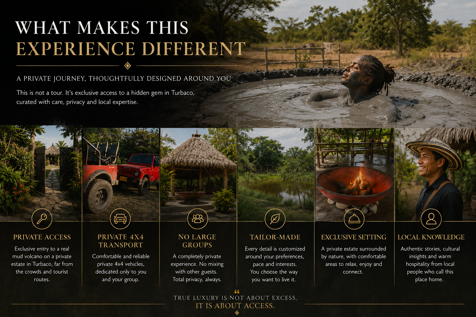 Private mud volcano experience near Cartagena with exclusive access, local setting and personalized service