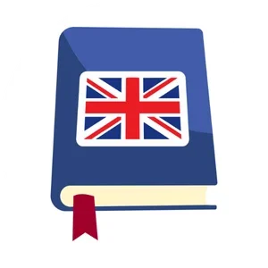 Ein blaues Lehrbuch mit einem roten Lesezeichen zeigt auf dem Cover die Flagge des Vereinigten Königreichs. Das grafische Icon steht symbolisch für professionelle Englisch Nachhilfe und das Erlernen der Sprache durch strukturierte Kursmaterialien.