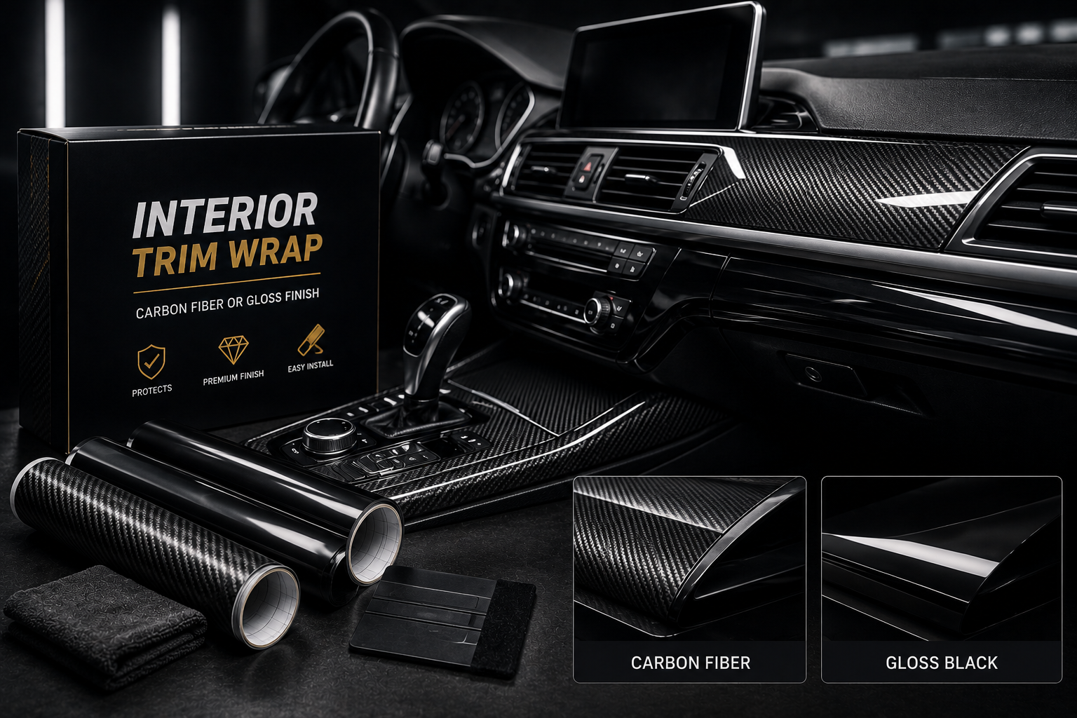 Interior Trim Wrap - Carbon Fiber oR Gloss Finish)