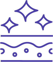Icon von Sternen über einer schematischen Darstellung von Hautschichten.