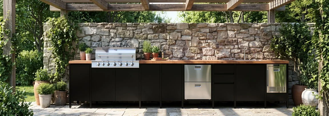 Paint black kitchenation photo of outdoor kitchen