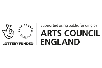Logo of Arts Council England with text supporting public funding by Arts Council England, funded by the lottery.