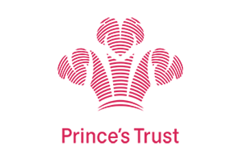 Prince's Trust logo with a crown design made of red lines above the words 'Prince's Trust' in pink.