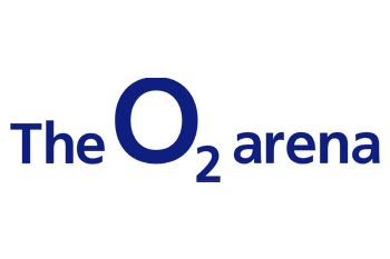 The logo of the O2 arena with the text 'The O2 arena'.