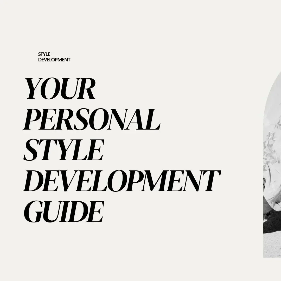 Cover page of a guide titled "Your Personal Style Development Guide" with minimalistic black text on a light background.