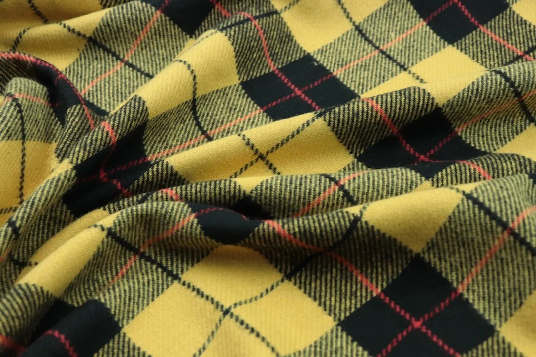 yellow tartan pattern material which can be used as an anchor pattern to mix with other patterns