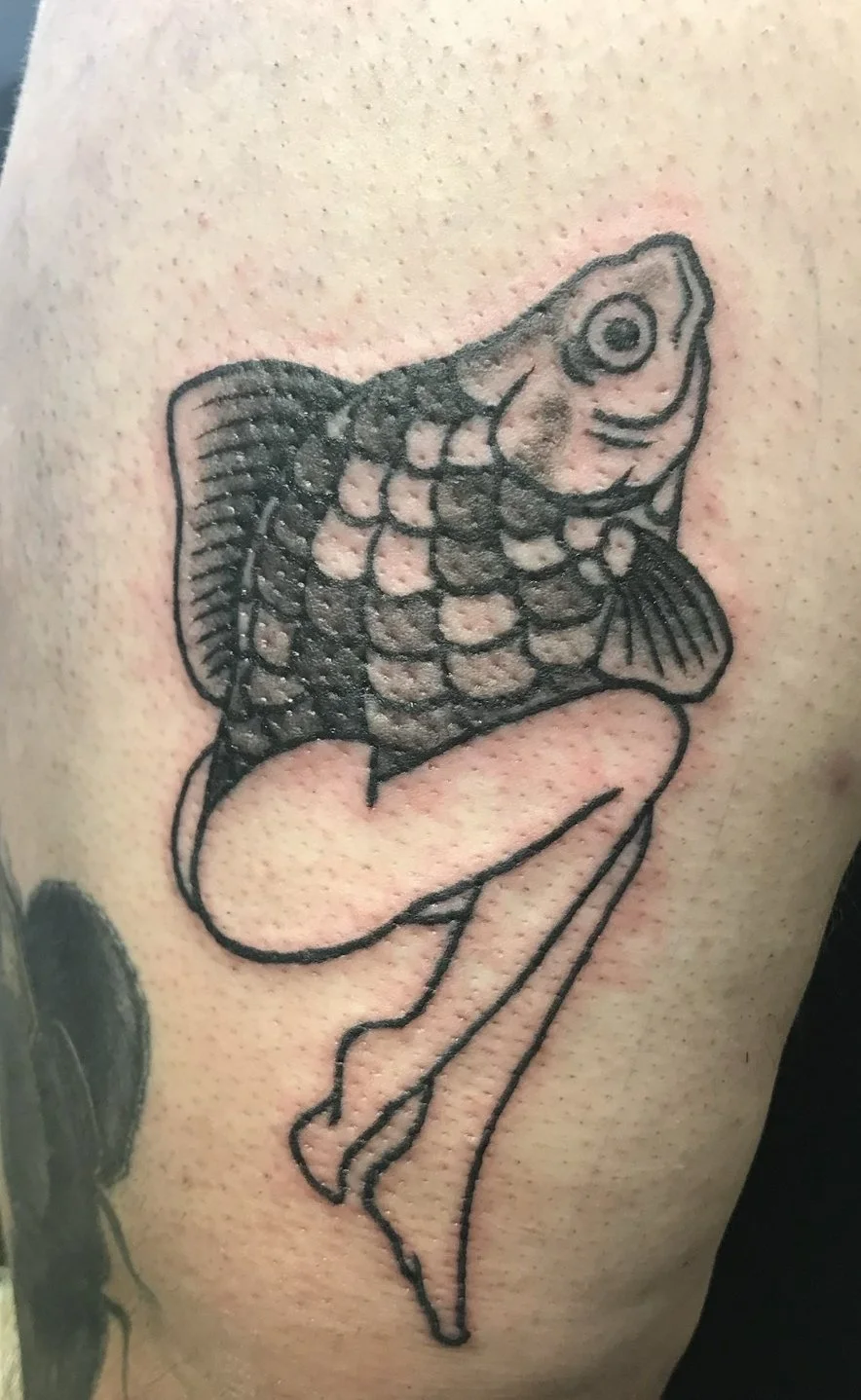 Reverse mermaid tattoo by William Zwick