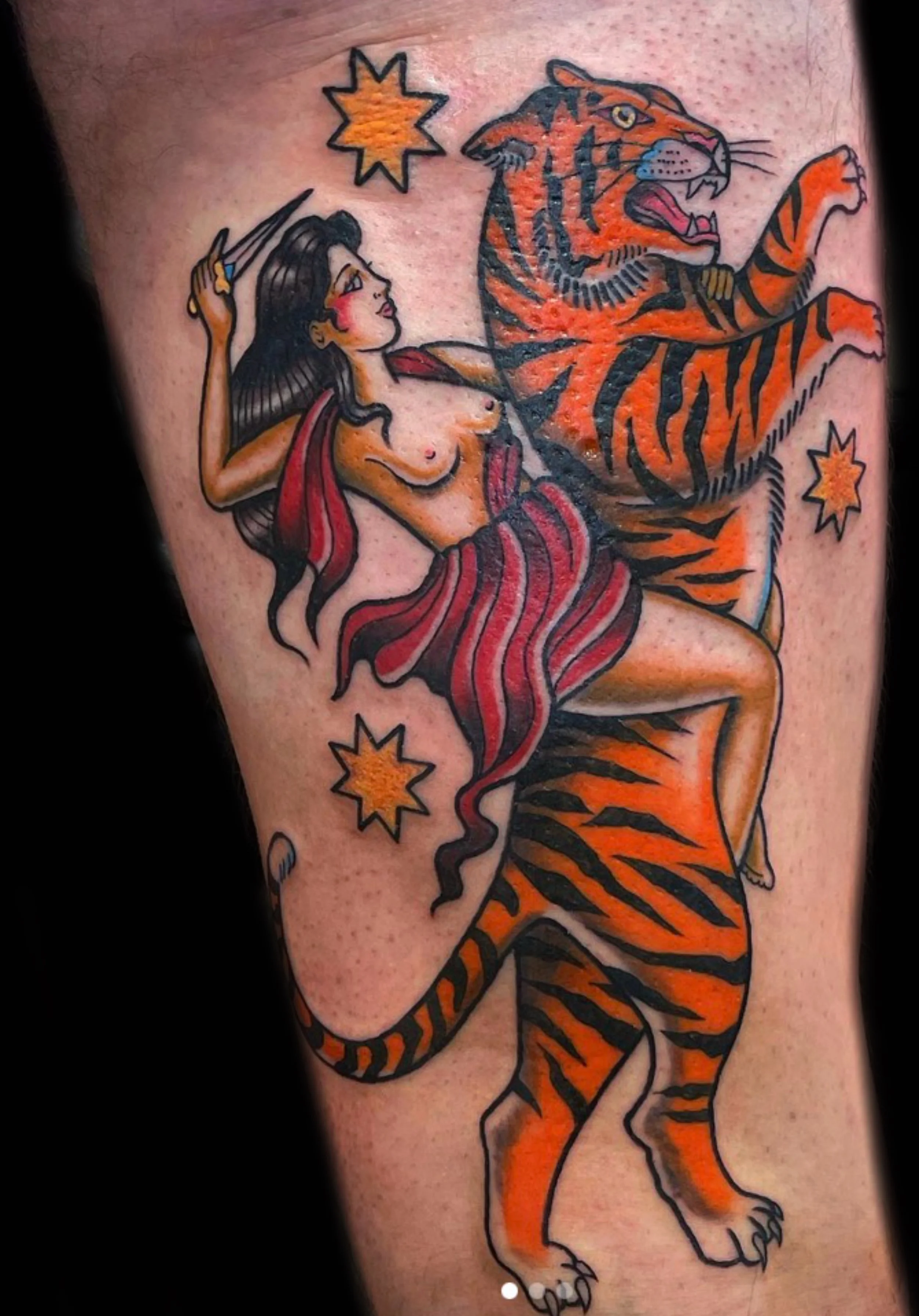 Lady riding tiger by Marie Rose
