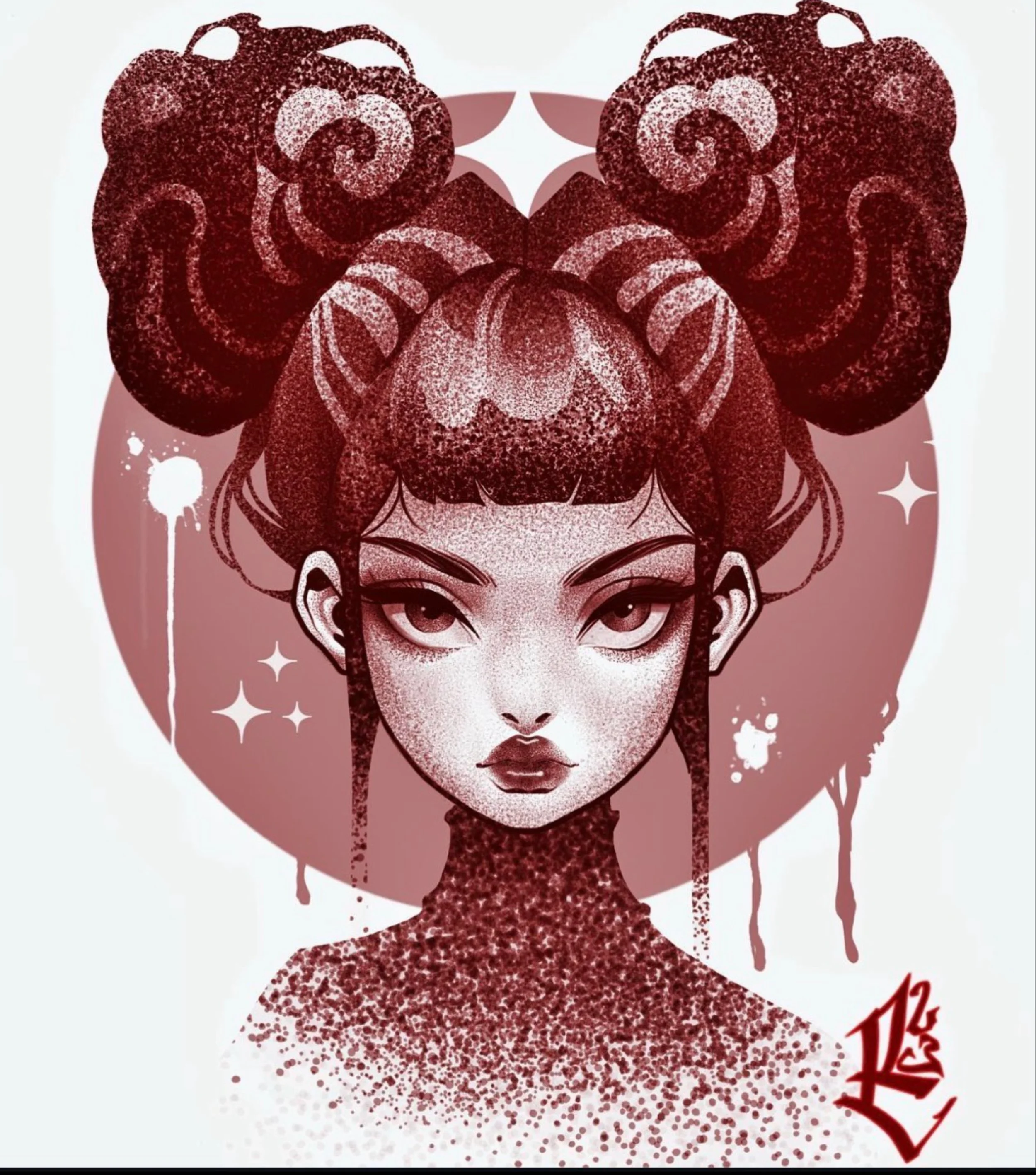 Digital illustration of a woman's face by Richie Lucero