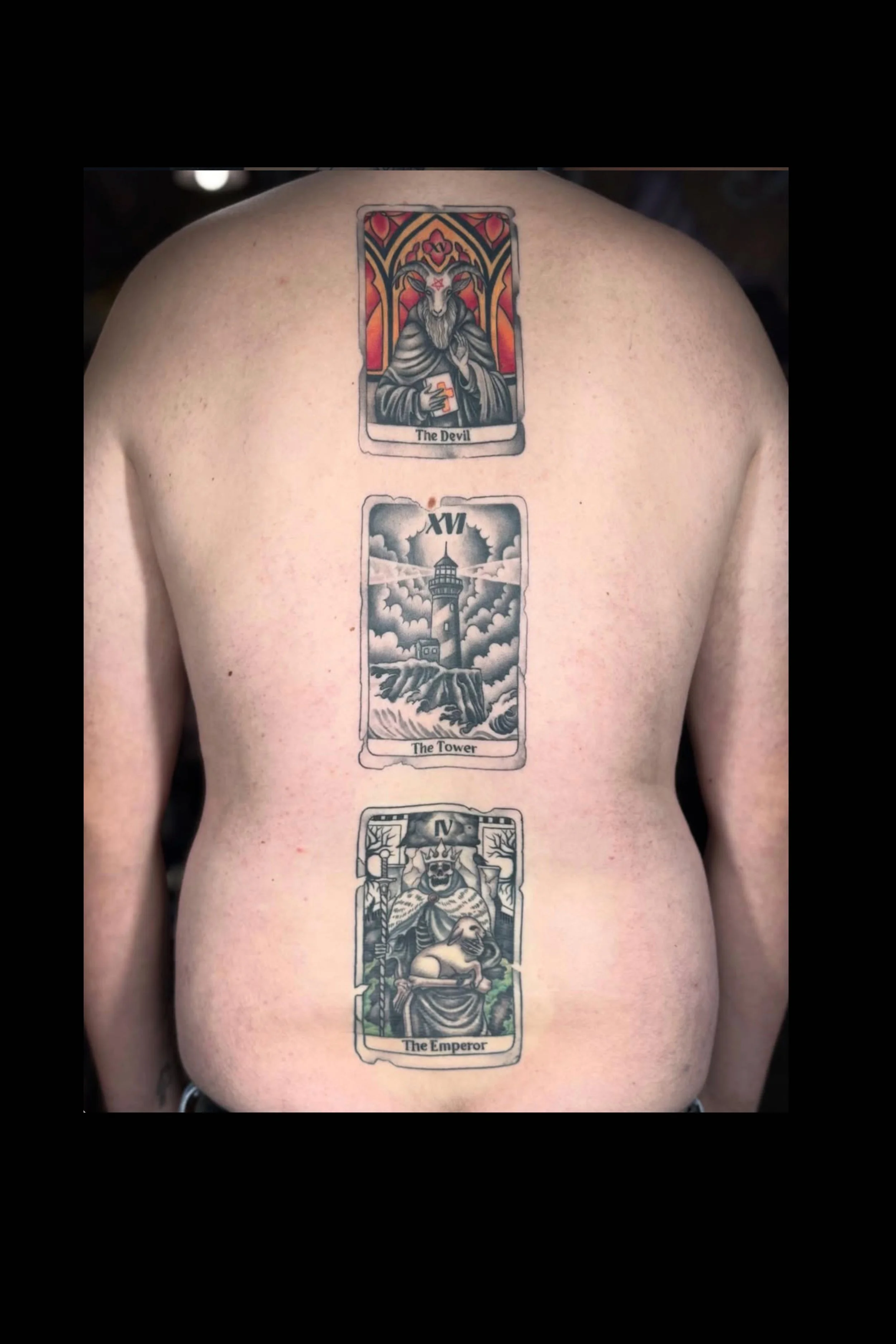 tarot card illustration back piece tattoo