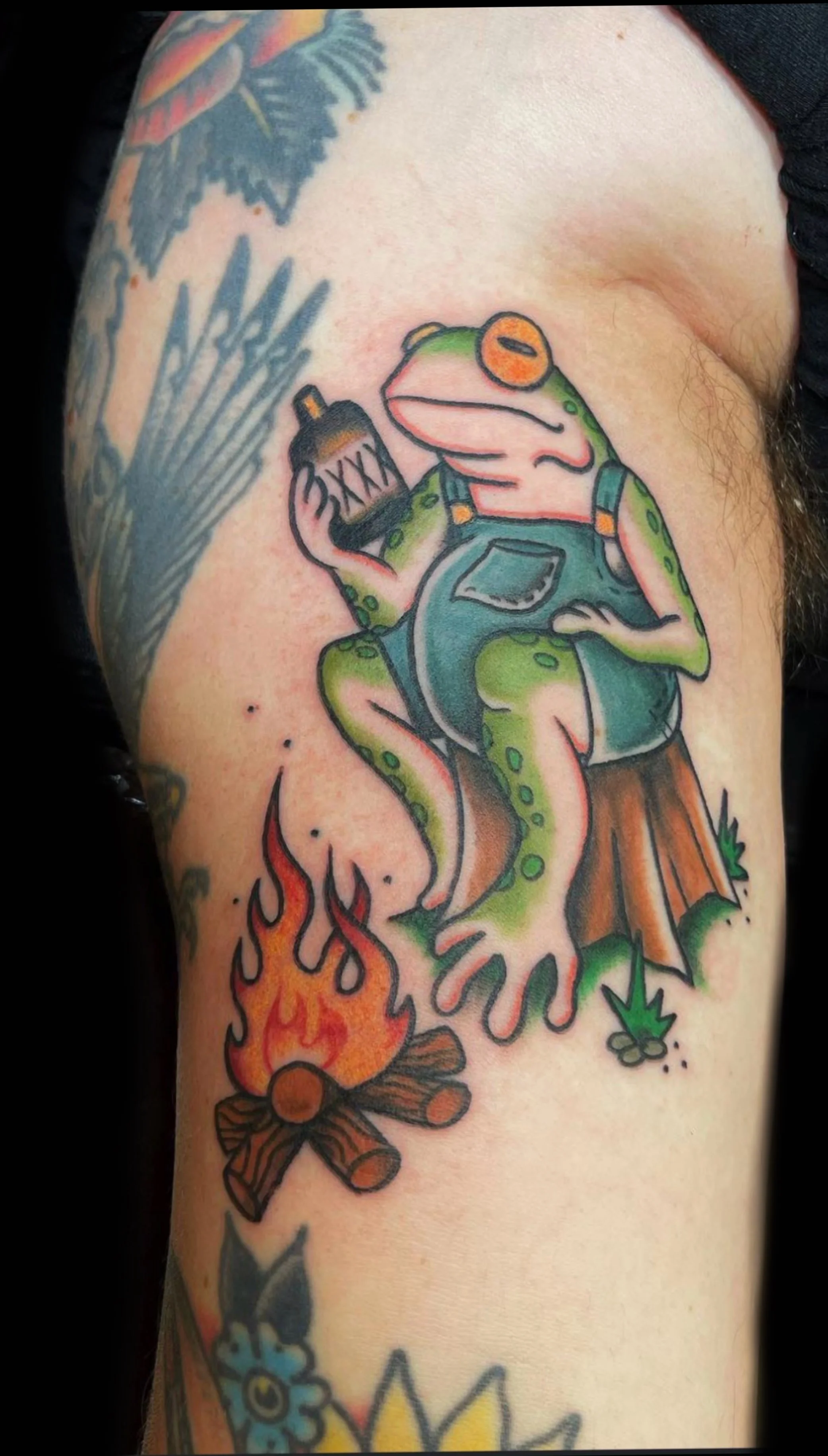 Tattoo of a Traditional frog by Marie Rose