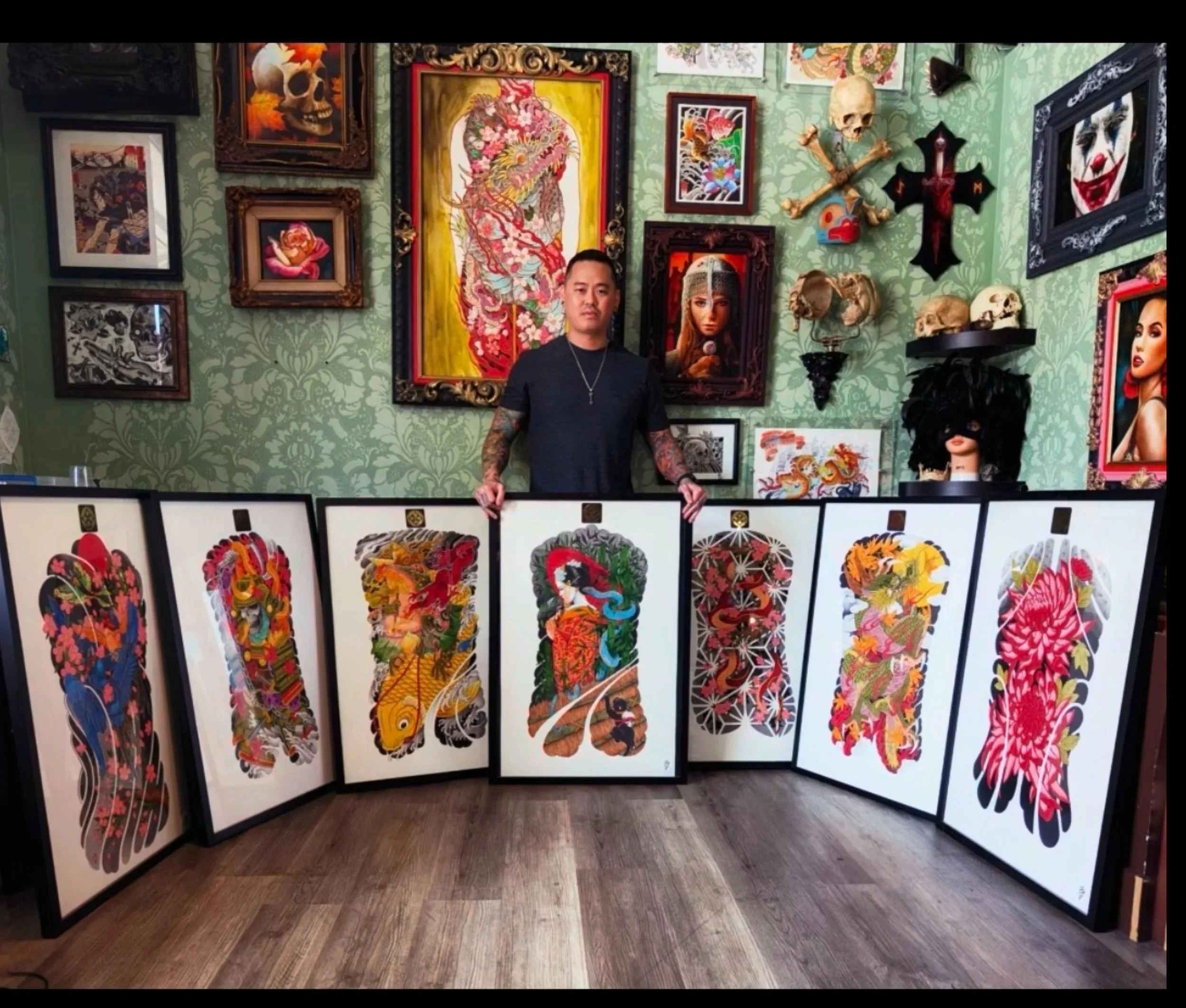 Japanese body suit designs made by Zach Yokoyama Black cat Tattoo Honolulu Hawaii