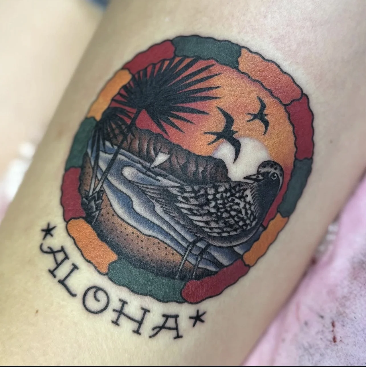 traditional style aloha tattoo