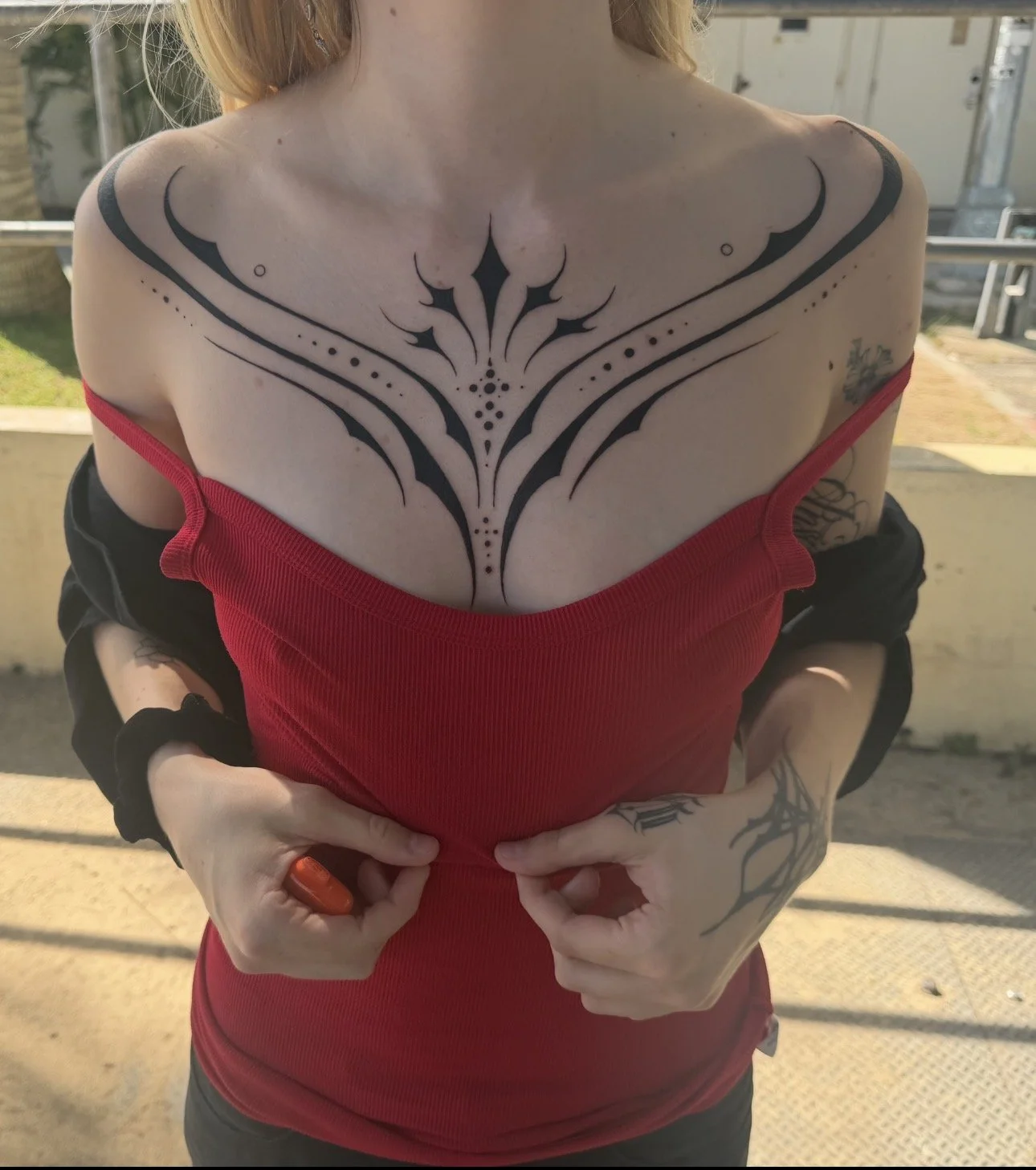 Tribal black-work tattoo by Telley