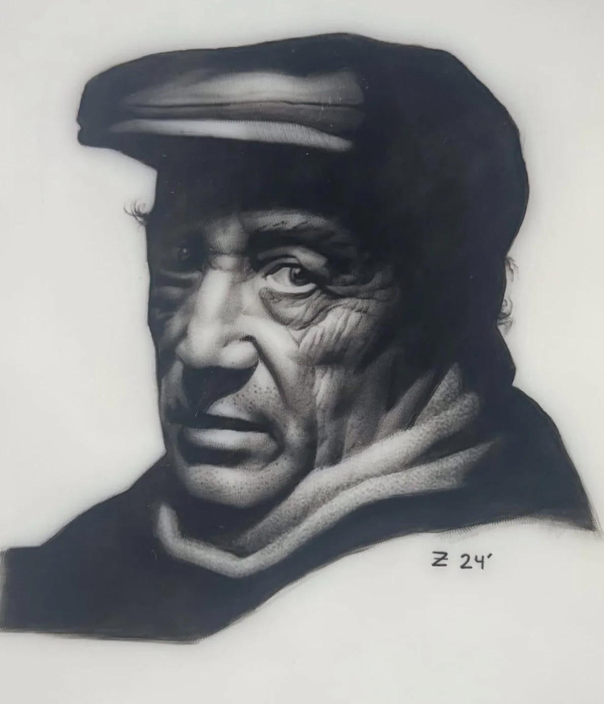 old man portrait black and grey realism tattoo 