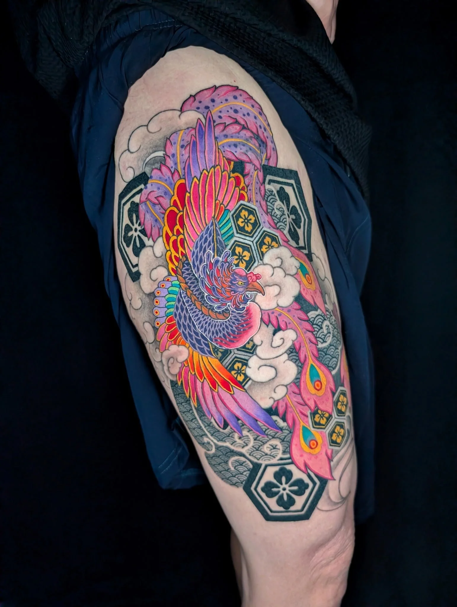 Japanese color phoenix tattoo by Zach Yokoyama
