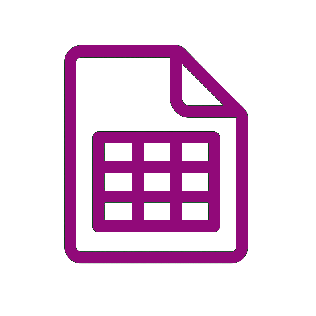 Icon of a purple calculator with a sheet of paper
