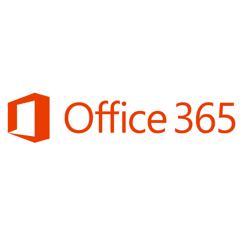 Microsoft Office 365 logo with orange icon and text on a white background.