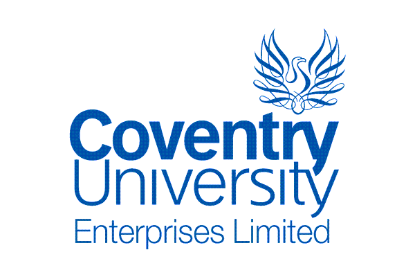 Coventry University Enterprises Limited logo with a blue stylized phoenix above the text.