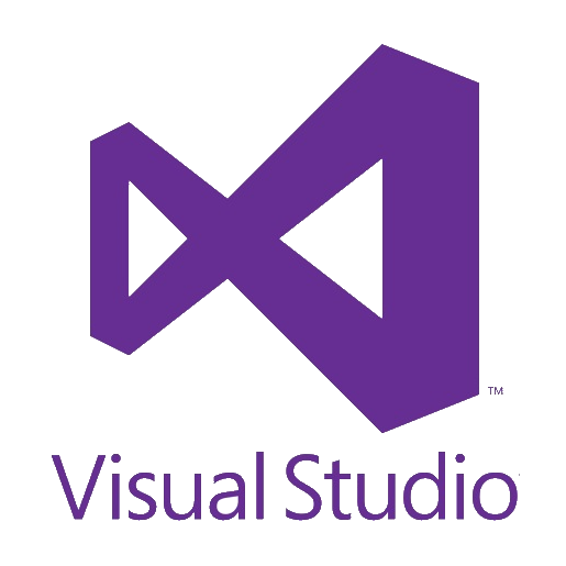 Visual Studio logo in purple with the words 'Visual Studio' below it.