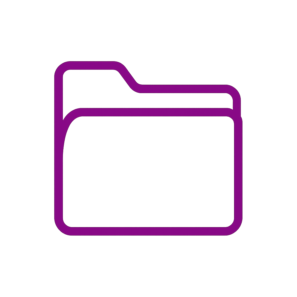 A purple digital illustration of a file folder icon with a tab at the top left corner.