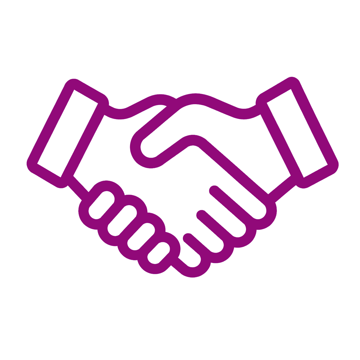 Outline of a handshake in purple.