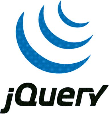 jQuery logo with stylized blue crescent shapes and text.
