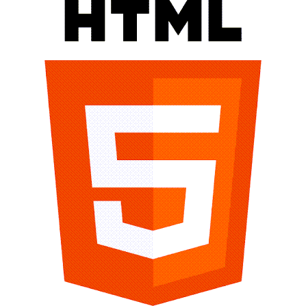 HTML5 logo with the text 'HTML' above a shield-shaped icon showing the number 5 in the center.