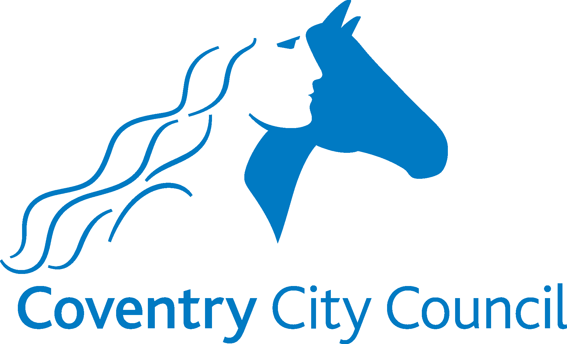 Logo of Coventry City Council featuring a stylized blue horse head with flowing mane and the text 'Coventry City Council' below.