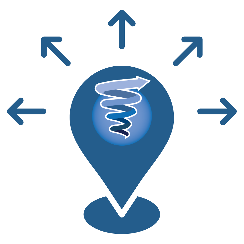 Diagram illustrating the concept of continuous improvement or iteration with an upward arrow, a spiral arrow, and a circle, representing ongoing progress.